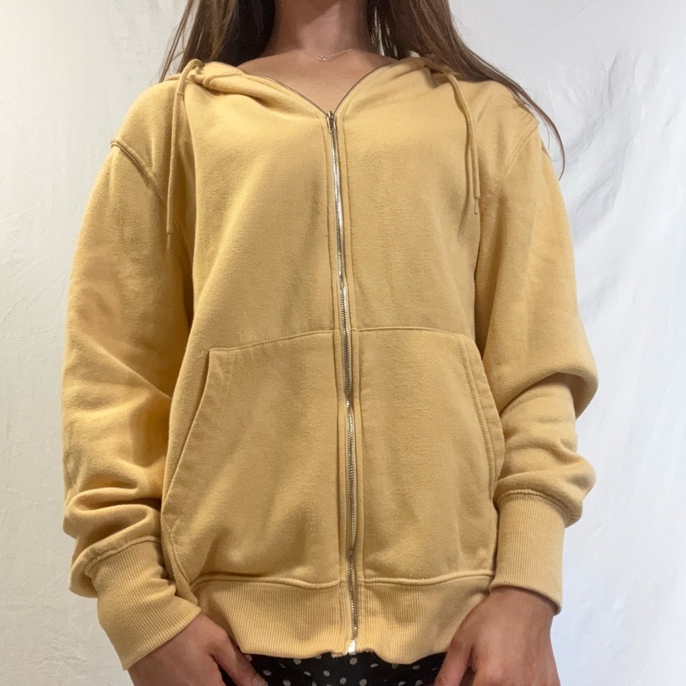 Women's Zip-Up Hooded Jacket in Mustard Yellow